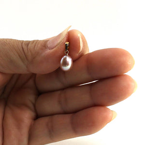 AAA Lavender Freshwater Pearl Pendant – 14k Yellow Gold Cable Chain