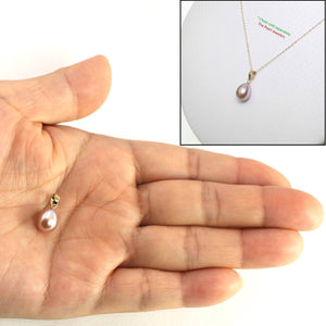 AAA Lavender Freshwater Pearl Pendant – 14k Yellow Gold Cable Chain