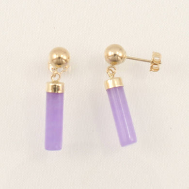 14K Yellow Gold Ball Dangle Lavender Jade Earrings