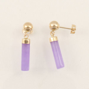 14K Yellow Gold Ball Dangle Lavender Jade Earrings