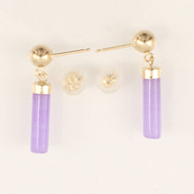 Load image into Gallery viewer, 14K Yellow Gold Ball Dangle Lavender Jade Earrings