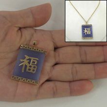 Load image into Gallery viewer, Lavender Jade “Good Luck” Pendant 14k Yellow Gold