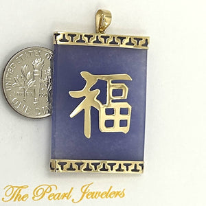 Lavender Jade “Good Luck” Pendant 14k Yellow Gold