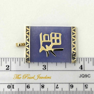 Lavender Jade “Good Luck” Pendant 14k Yellow Gold