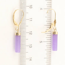 Load image into Gallery viewer, 14K Yellow Gold Leverback Lavender Jade Dangle Earrings
