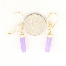 Load image into Gallery viewer, 14K Yellow Gold Leverback Lavender Jade Dangle Earrings
