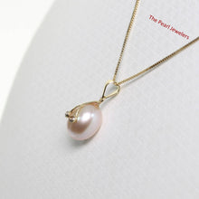 Load image into Gallery viewer, Peach Pearl Pendant with Diamond Arms – 14k Yellow Gold