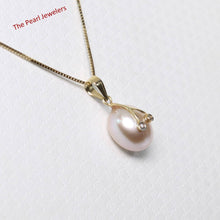 Load image into Gallery viewer, Peach Pearl Pendant with Diamond Arms – 14k Yellow Gold