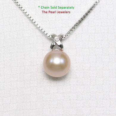 Lavender Pearl Pendant – 14k White Gold with Diamond Bail