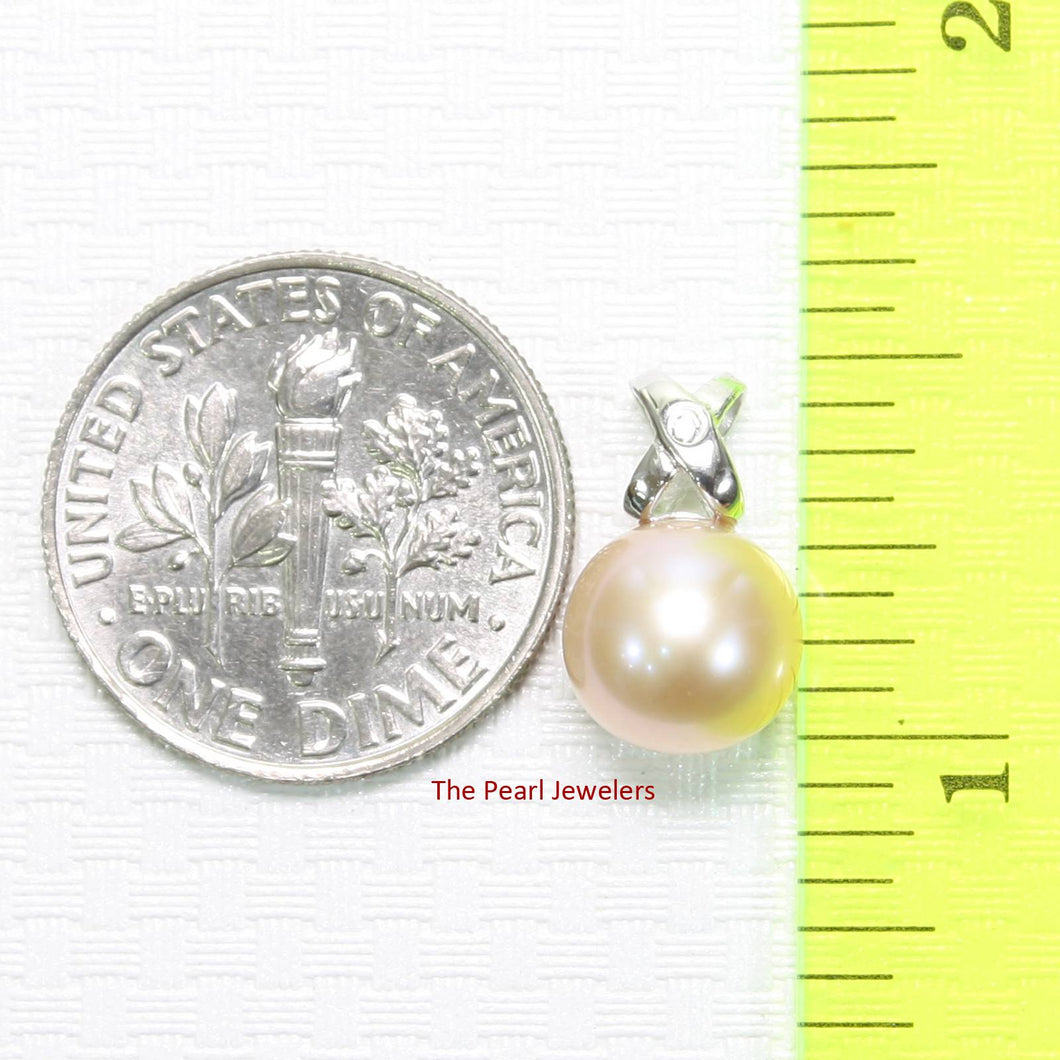 Lavender Pearl Pendant – 14k White Gold with Diamond Bail