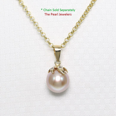 Lavender Pearl Pendant – 14k Yellow Gold Claw Bail with Diamonds