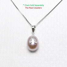 Load image into Gallery viewer, Lavender Pearl Pendant with Diamond Eyes – 14k White Gold