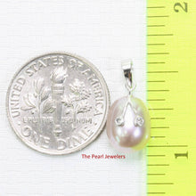 Load image into Gallery viewer, Lavender Pearl Pendant with Diamond Eyes – 14k White Gold