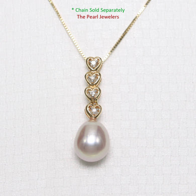 Lavender Pearl Pendant – 14k Yellow Gold with Diamond Heart Bail
