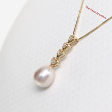 Load image into Gallery viewer, Lavender Pearl Pendant – 14k Yellow Gold with Diamond Heart Bail