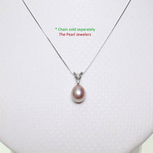 Load image into Gallery viewer, Lavender Pink Pearl Pendant – 14k White Gold + Diamond + Chain Options
