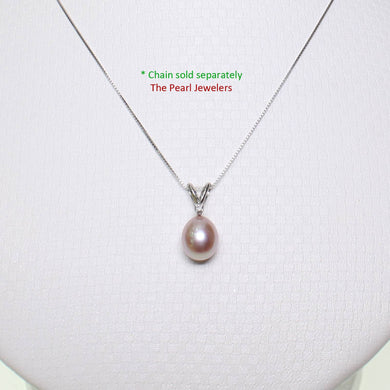 Lavender Pink Pearl Pendant – 14k White Gold + Diamond + Chain Options