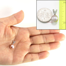 Load image into Gallery viewer, Lavender Pink Pearl Pendant – 14k White Gold + Diamond + Chain Options