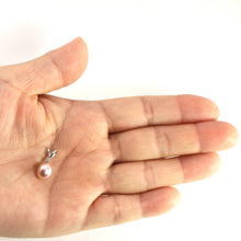 Load image into Gallery viewer, Lavender Pink Pearl Pendant – 14k White Gold + Diamond + Chain Options