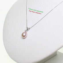 Load image into Gallery viewer, Lavender Pink Pearl Pendant – 14k White Gold + Diamond + Chain Options