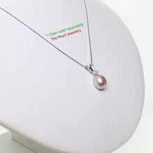 Load image into Gallery viewer, Lavender Pink Pearl Pendant – 14k White Gold + Diamond + Chain Options