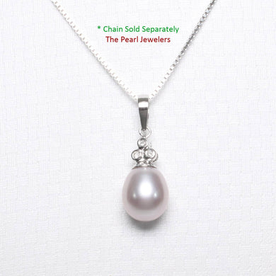 Lavender Pearl Pendant – 14k White Gold + Diamonds