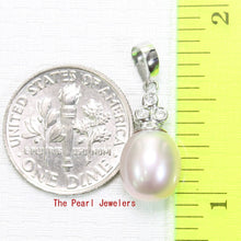 Load image into Gallery viewer, Lavender Pearl Pendant – 14k White Gold + Diamonds