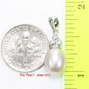 Lavender Pearl Pendant – 14k White Gold + Diamonds