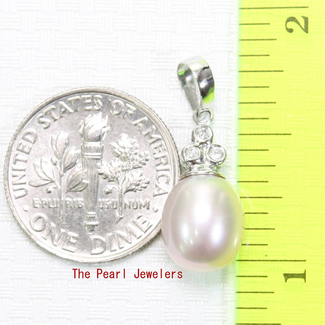 Lavender Pearl Pendant – 14k White Gold + Diamonds