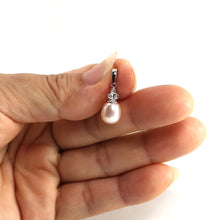 Load image into Gallery viewer, Lavender Pearl Pendant – 14k White Gold + Diamonds