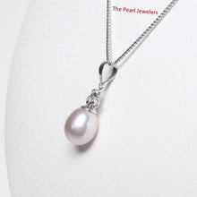 Load image into Gallery viewer, Lavender Pearl Pendant – 14k White Gold + Diamonds