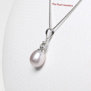 Lavender Pearl Pendant – 14k White Gold + Diamonds