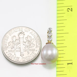 Lavender Pearl Pendant – 14k Yellow Gold + Diamond Trio