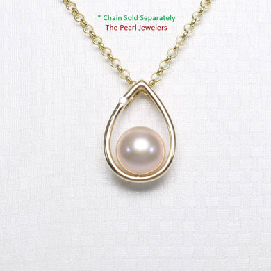 Lavender Pearl Raindrop Pendant with Diamond – 14k Yellow Gold