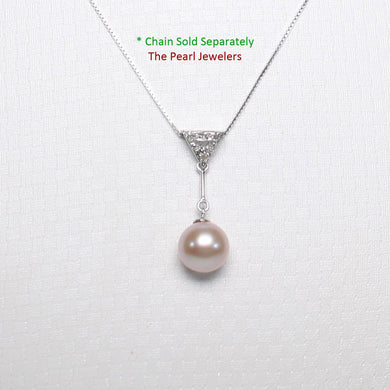 Lavender Pearl Pendant – 14k White Gold Leaf Bail