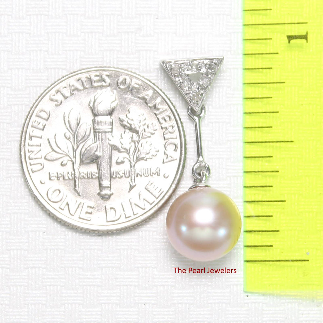Lavender Pearl Pendant – 14k White Gold Leaf Bail