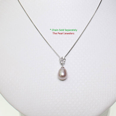 Lavender Pearl Pendant – 14k White Gold Hawaiian Plumeria Design