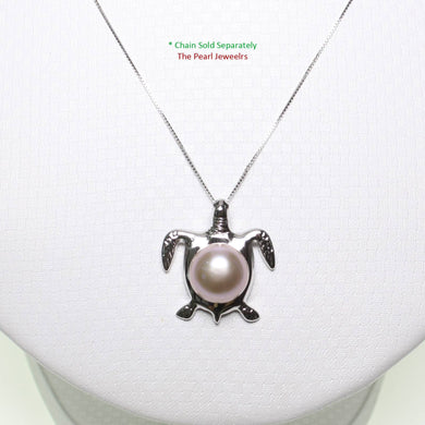 Lavender Pearl Turtle Pendant – 14k White Gold (Hawaiian Honu)
