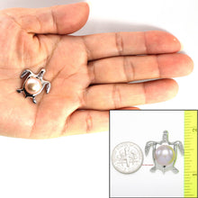 Load image into Gallery viewer, Lavender Pearl Turtle Pendant – 14k White Gold (Hawaiian Honu)