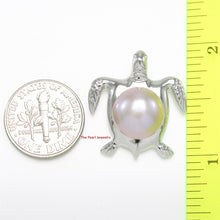Load image into Gallery viewer, Lavender Pearl Turtle Pendant – 14k White Gold (Hawaiian Honu)