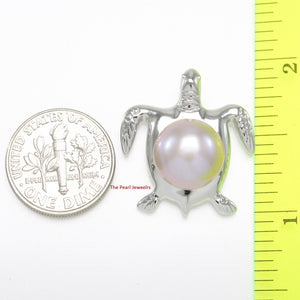 Lavender Pearl Turtle Pendant – 14k White Gold (Hawaiian Honu)