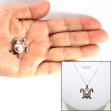 Load image into Gallery viewer, Lavender Pearl Turtle Pendant – 14k White Gold (Hawaiian Honu)