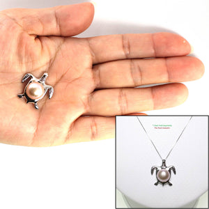 Lavender Pearl Turtle Pendant – 14k White Gold (Hawaiian Honu)
