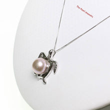 Load image into Gallery viewer, Lavender Pearl Turtle Pendant – 14k White Gold (Hawaiian Honu)