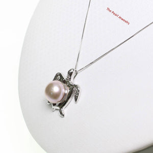 Lavender Pearl Turtle Pendant – 14k White Gold (Hawaiian Honu)