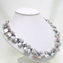 Load image into Gallery viewer, Heart Coin &amp; Rice Pearl Necklace with Sterling Silver Toggle Clasp