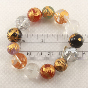12–14mm Rainbow Gemstone Dragon Beads Bracelet