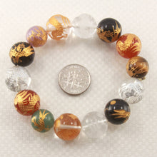 Load image into Gallery viewer, 12–14mm Rainbow Gemstone Dragon Beads Bracelet