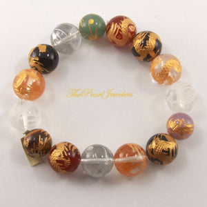 12–14mm Rainbow Gemstone Dragon Beads Bracelet