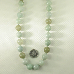 Mixed Green Jadeite Round Bead Necklace – 14K Gold Clasp